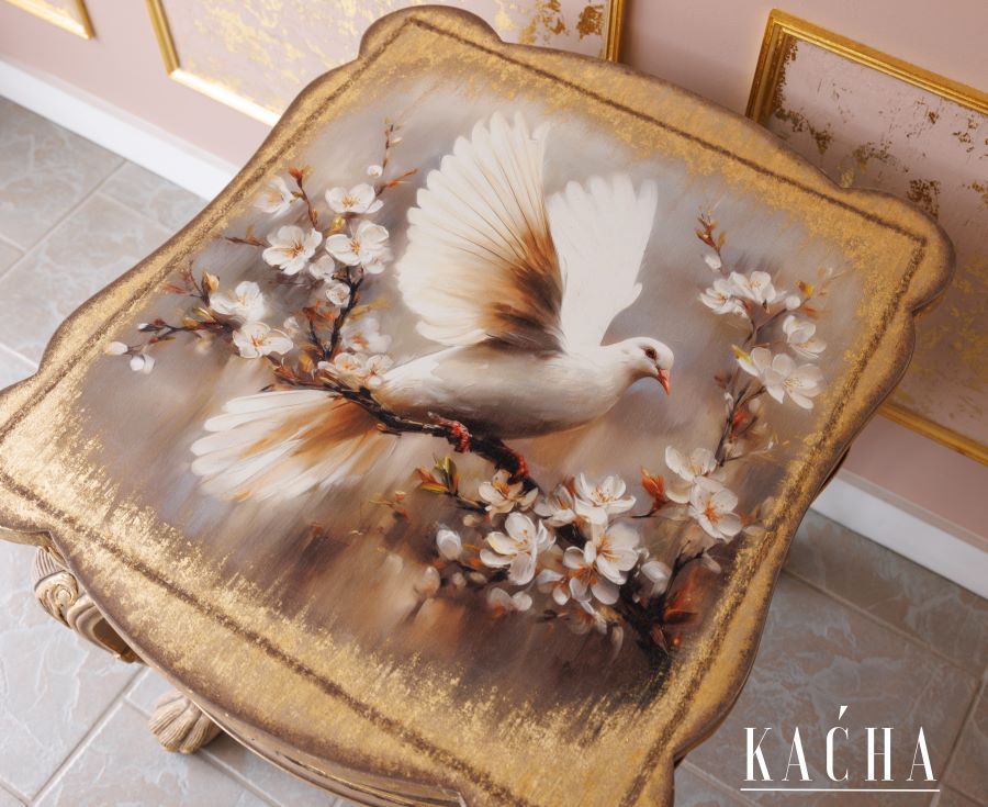 ALABASTER GRACE - A1 DECOUPAGE FIBER KACHA - 23.4" X 33.1"