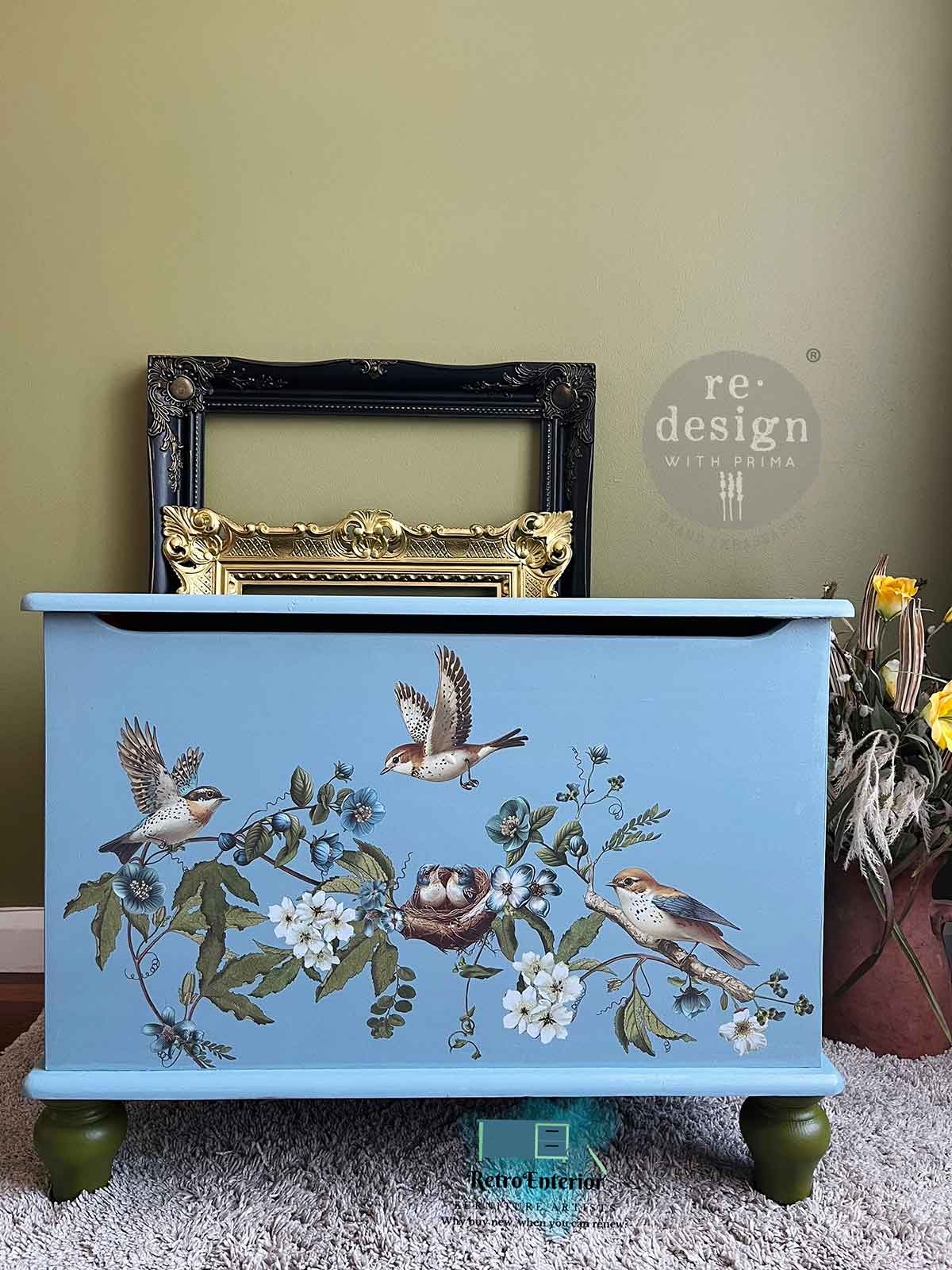 AVIARY ELEGANCE - Decor Transfers® – total sheet size 24″x35″, cut into 4 sheets