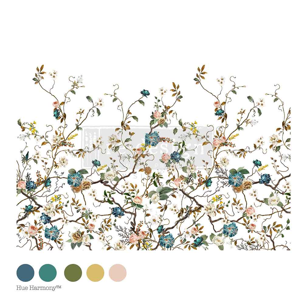 BLUE VINE - Decor Transfers® – total sheet size 24″x35″, cut into 4 sheets