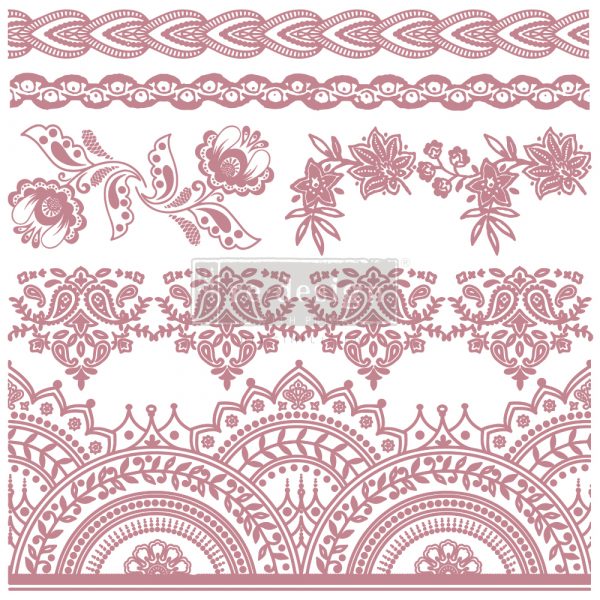 BOHEMIAN FLORALS - REDESIGN DECOR STAMP - 12" X 12" 9 6PC)