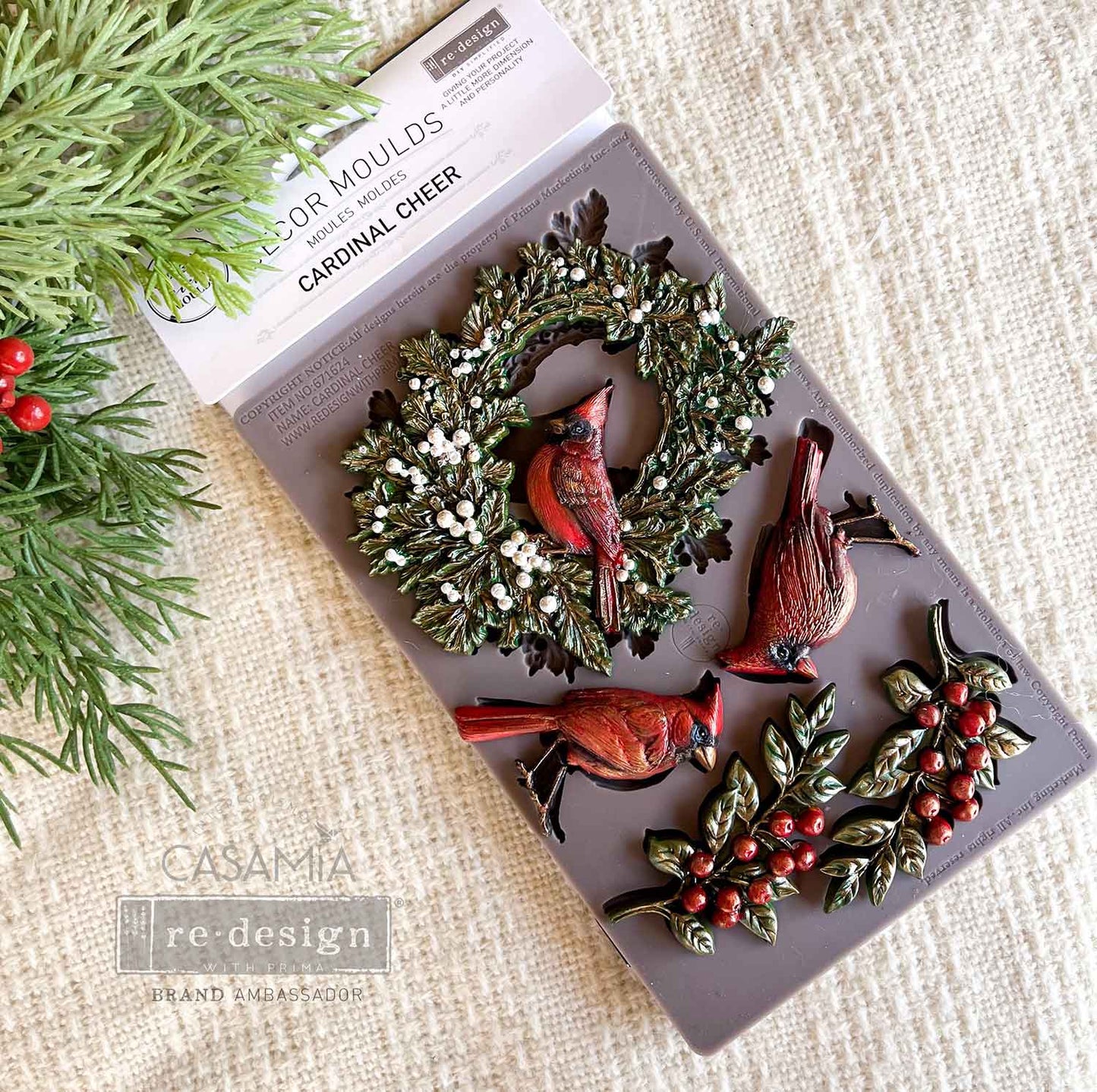 CARDINAL CHEER - REDESIGN DECOR MOULD - 1 pc, 5″x8″x8mm