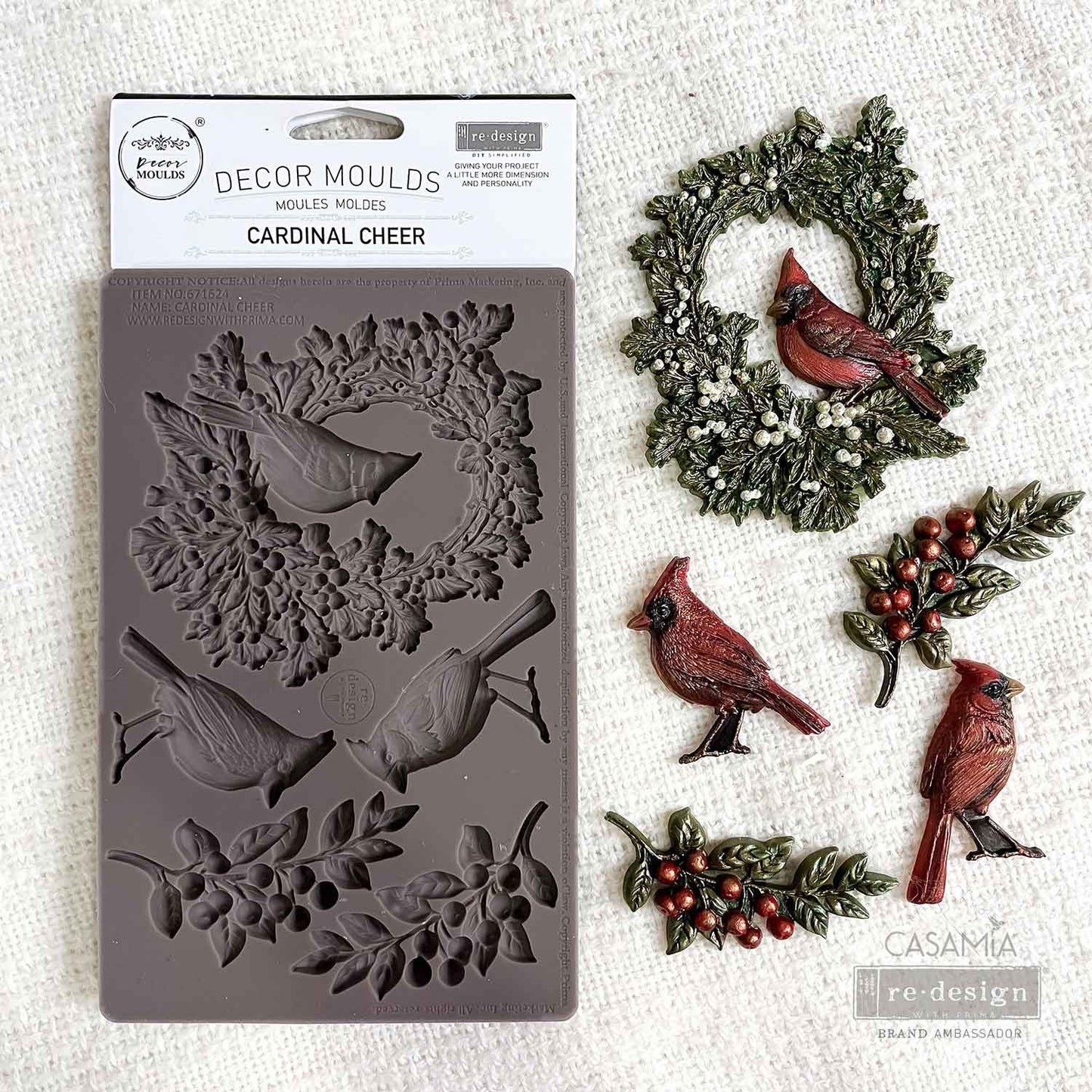CARDINAL CHEER - REDESIGN DECOR MOULD - 1 pc, 5″x8″x8mm