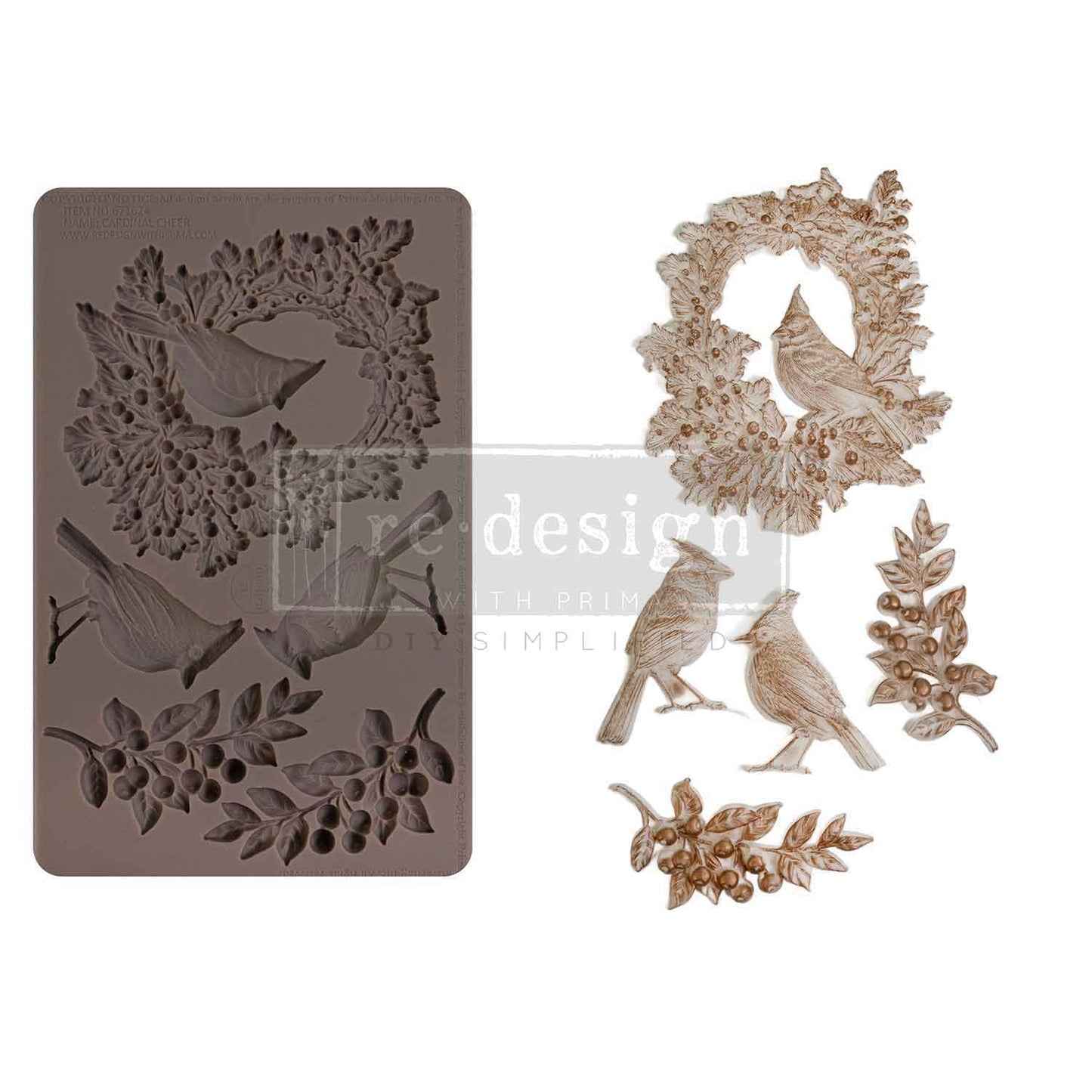 CARDINAL CHEER - REDESIGN DECOR MOULD - 1 pc, 5″x8″x8mm