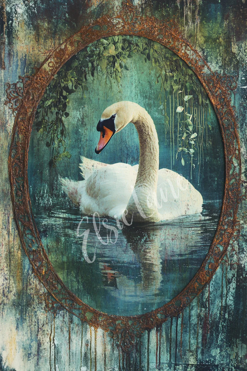 CELADON SWAN - ELSIE LANE DECOUPAGE TISSUE PAPER - 18 LB - 21" BY 29"