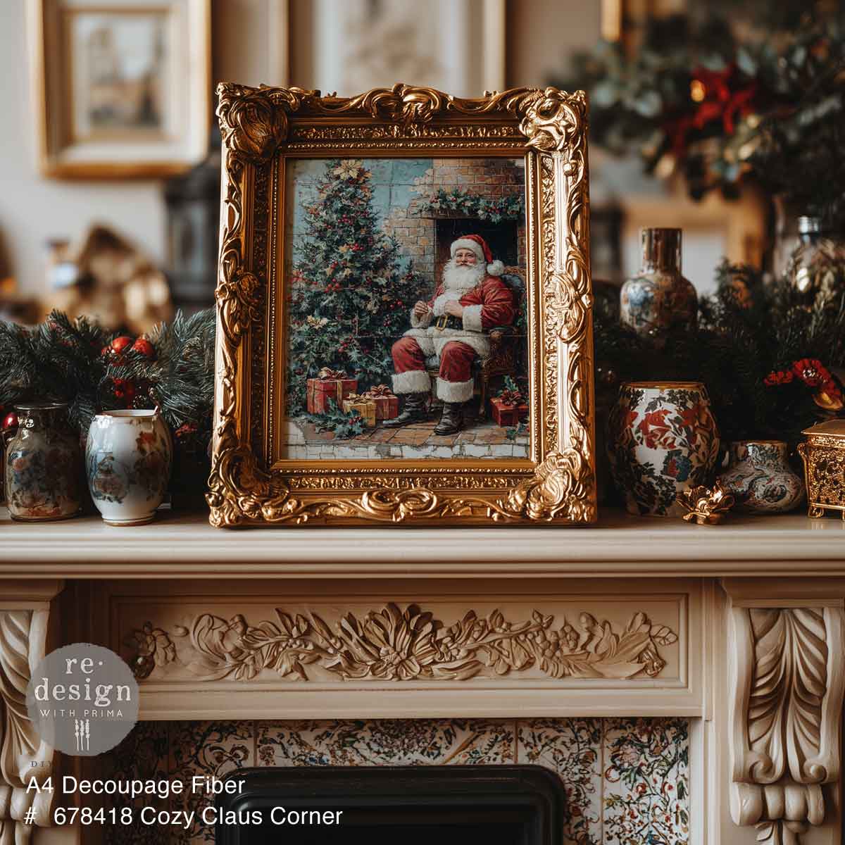 COZY CLAUS CORNER - A4 Decoupage – 1 sheet, 8.27″x11.69″