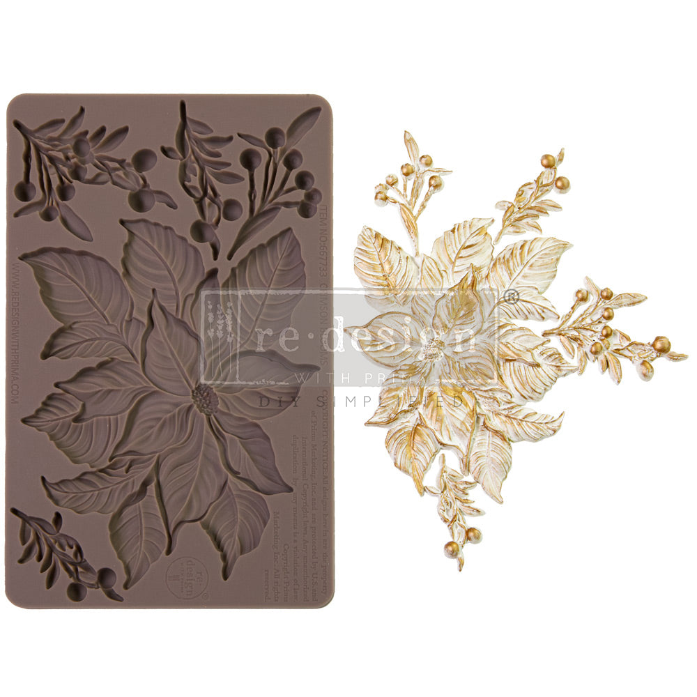 CRIMSON BLOOMS - REDESIGN DECOR MOULDS - 1 PC, 5" X 8 " X 8 MM