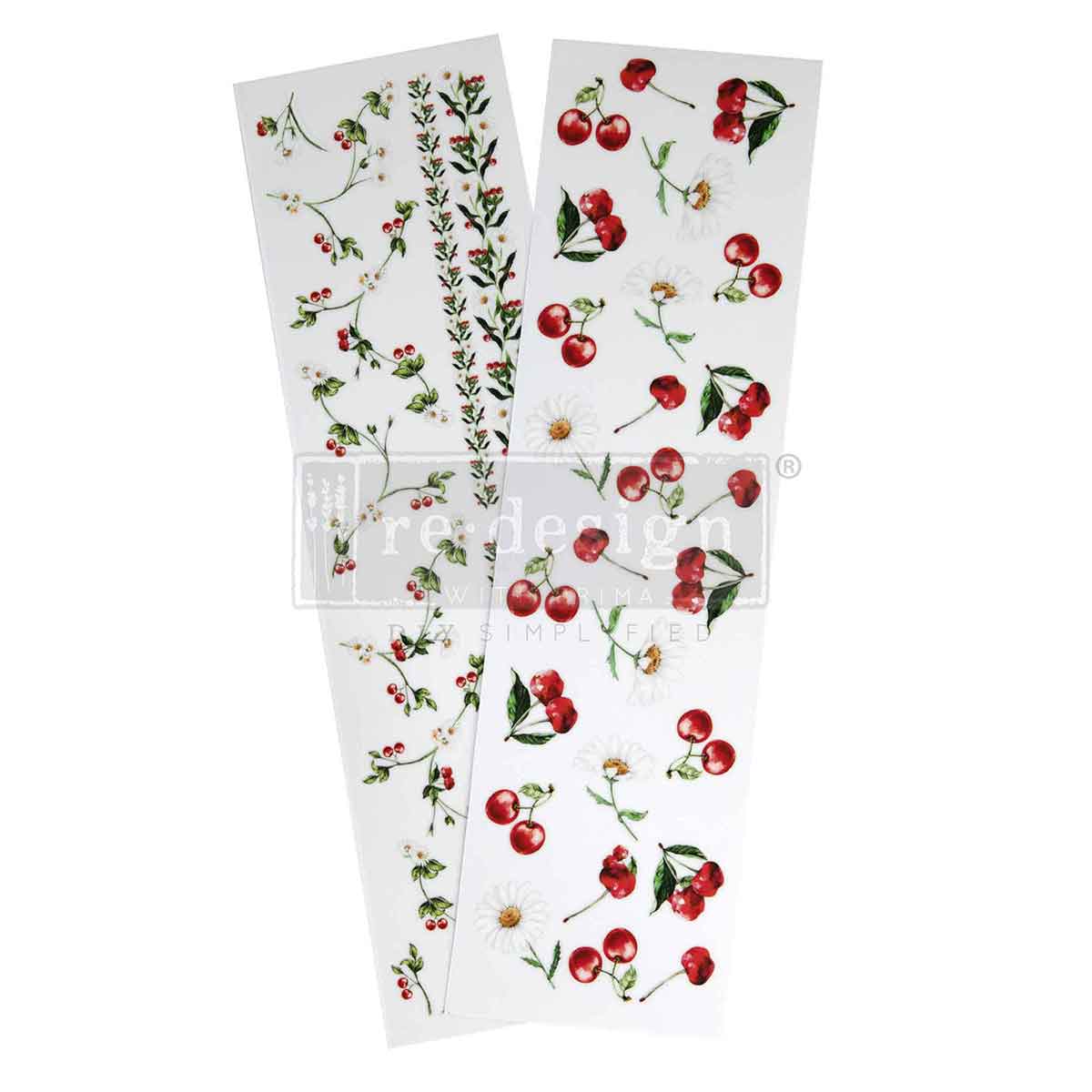 DAISY CHERRY DELIGHT - Luxe Transfers® – 2 sheets, 3.25″x11.5″
