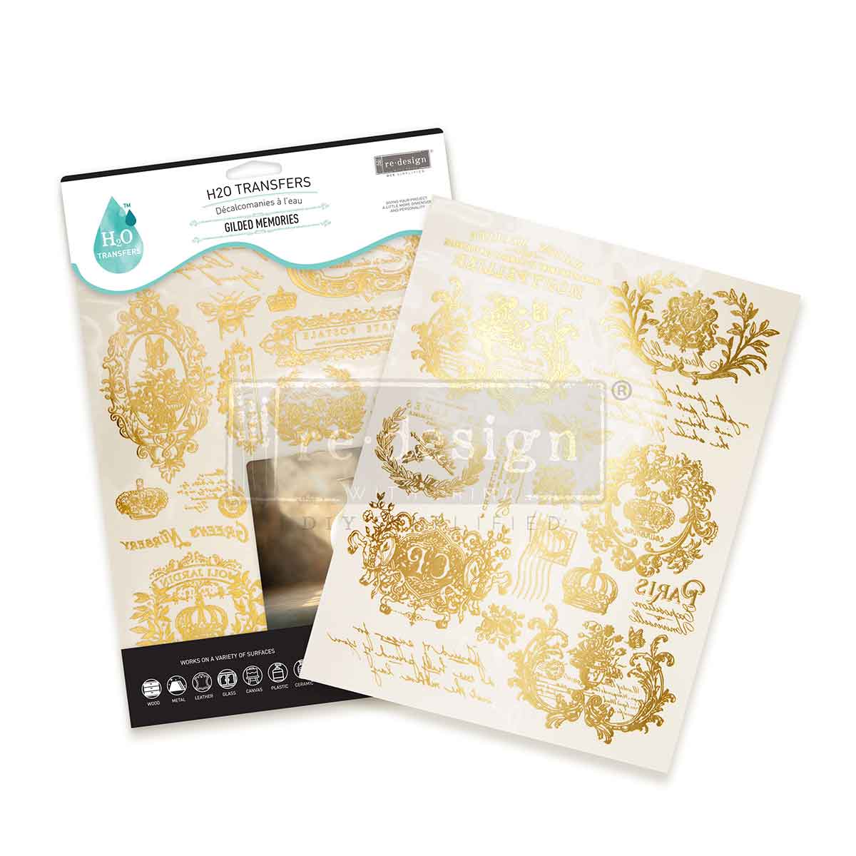 GILDED MEMORIES - H2O Transfers Gold – 2 sheets, 8.5″x11″