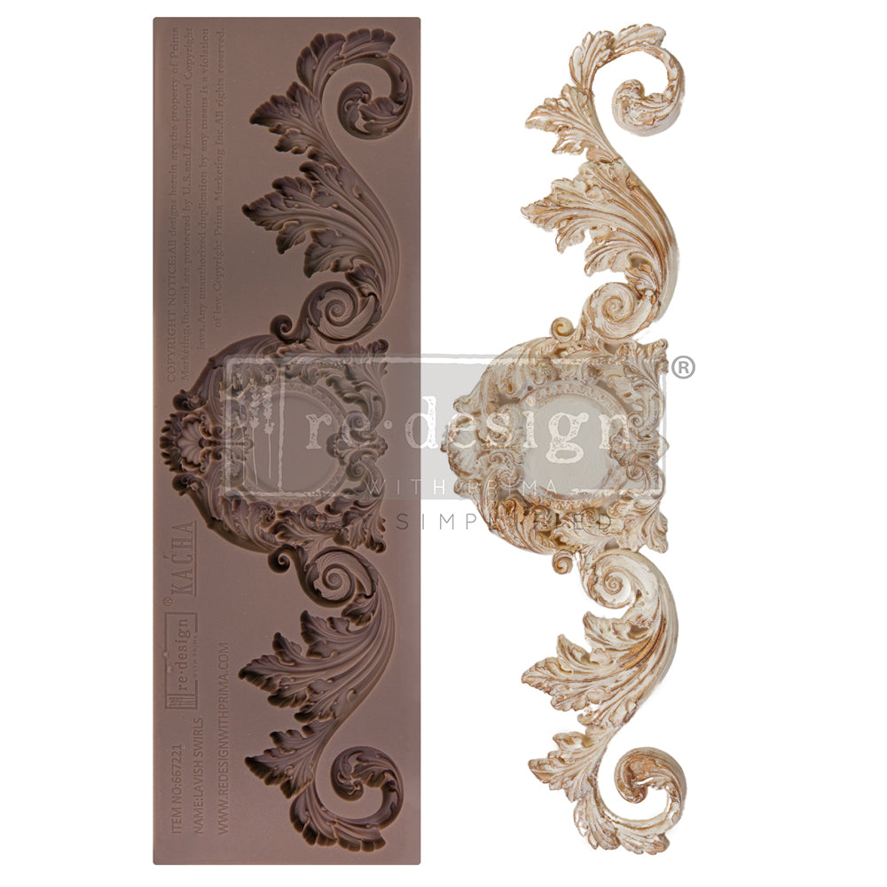 LAVISH SWIRLS - REDESIGN DECOR MOULDS - 1 PC, 3 " X 10" X 8MM