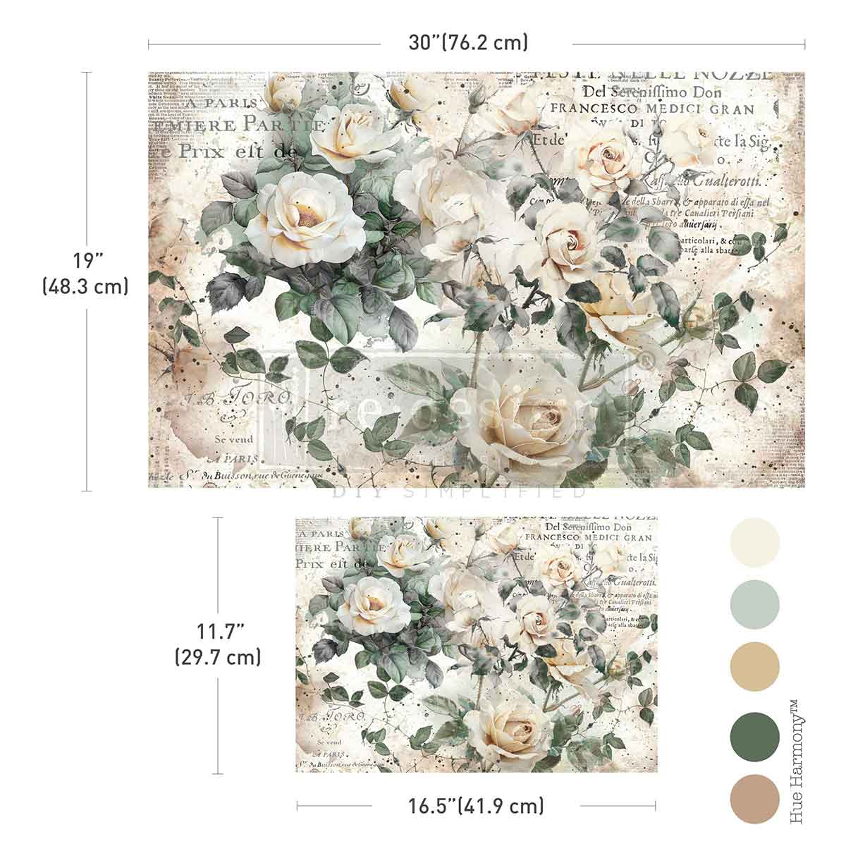 MY GARDEN WHIMSY - DOUBLE DELIGHT DECOUPAGE FIBER PAPER SET - – Total 2 sheets – 1 sheet, 19.5″x30″ + 1 sheet, 11.7″x16.5″