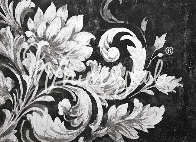 NOIR BROCADE - WHIMSYKEL DESIGNS - DECOUPAGE TISSUE PAPER - 29" BY 21" - 18 LB PAPER