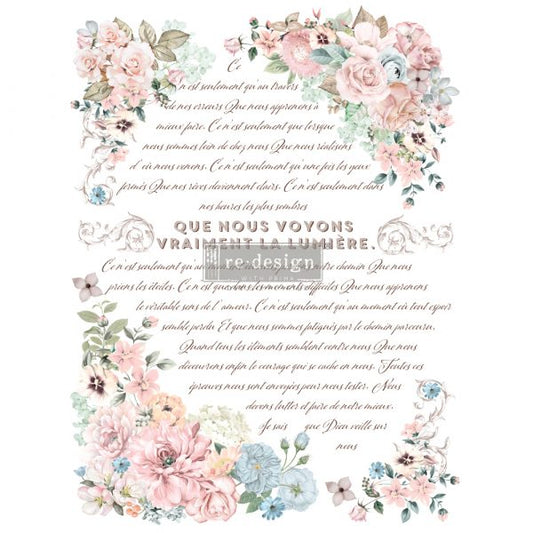 PURE LIGHT FLORAL - REDESIGN DECOR TRANSFERS® - TOTAL SHEET SIZE 24″X35″, CUT INTO 3 SHEETS