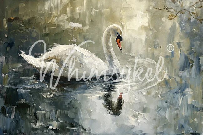 PEACEFUL SWAN - WHIMSYKEL DESIGNS - 29" BY 21" - 18LB DECOUPAGE TISSUE PAPER