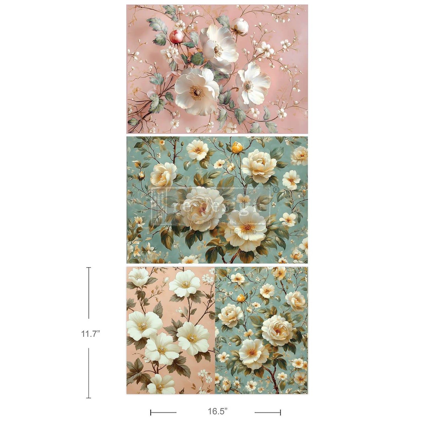 PURE PETAL ELEGANCE - A3 DECOUPAGE PAPER - 11.7" BY 16.5" - LIMITED EDITION
