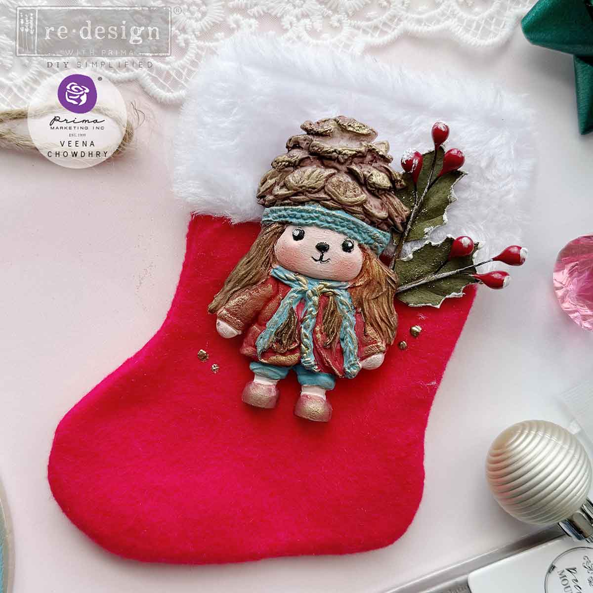 PINE CONE DOLLS - REDESIGN DECOR MOULDS - 1 pc, 5″x8″x8mm