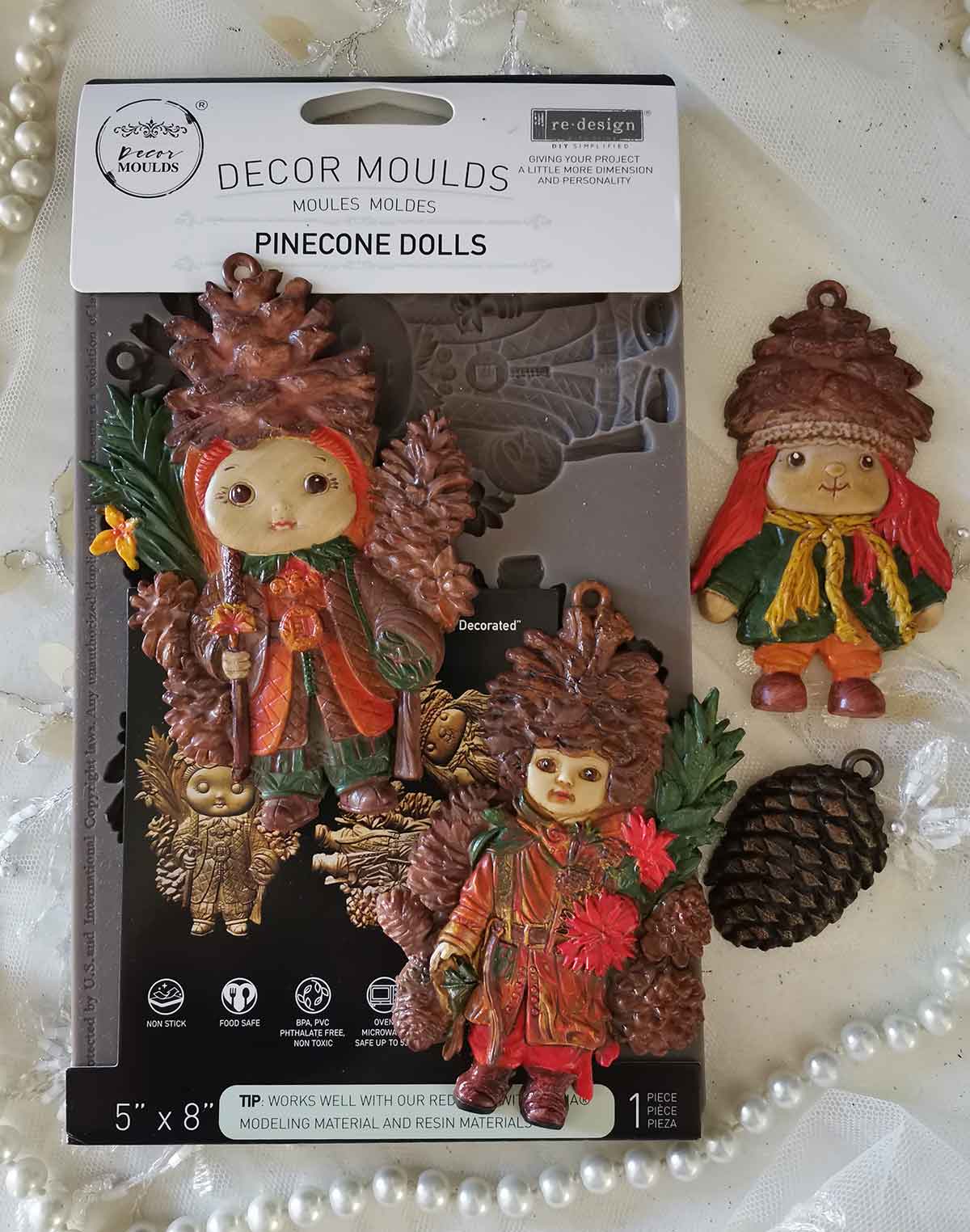 PINE CONE DOLLS - REDESIGN DECOR MOULDS - 1 pc, 5″x8″x8mm