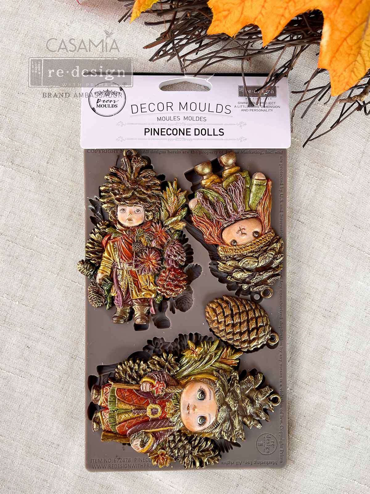 PINE CONE DOLLS - REDESIGN DECOR MOULDS - 1 pc, 5″x8″x8mm