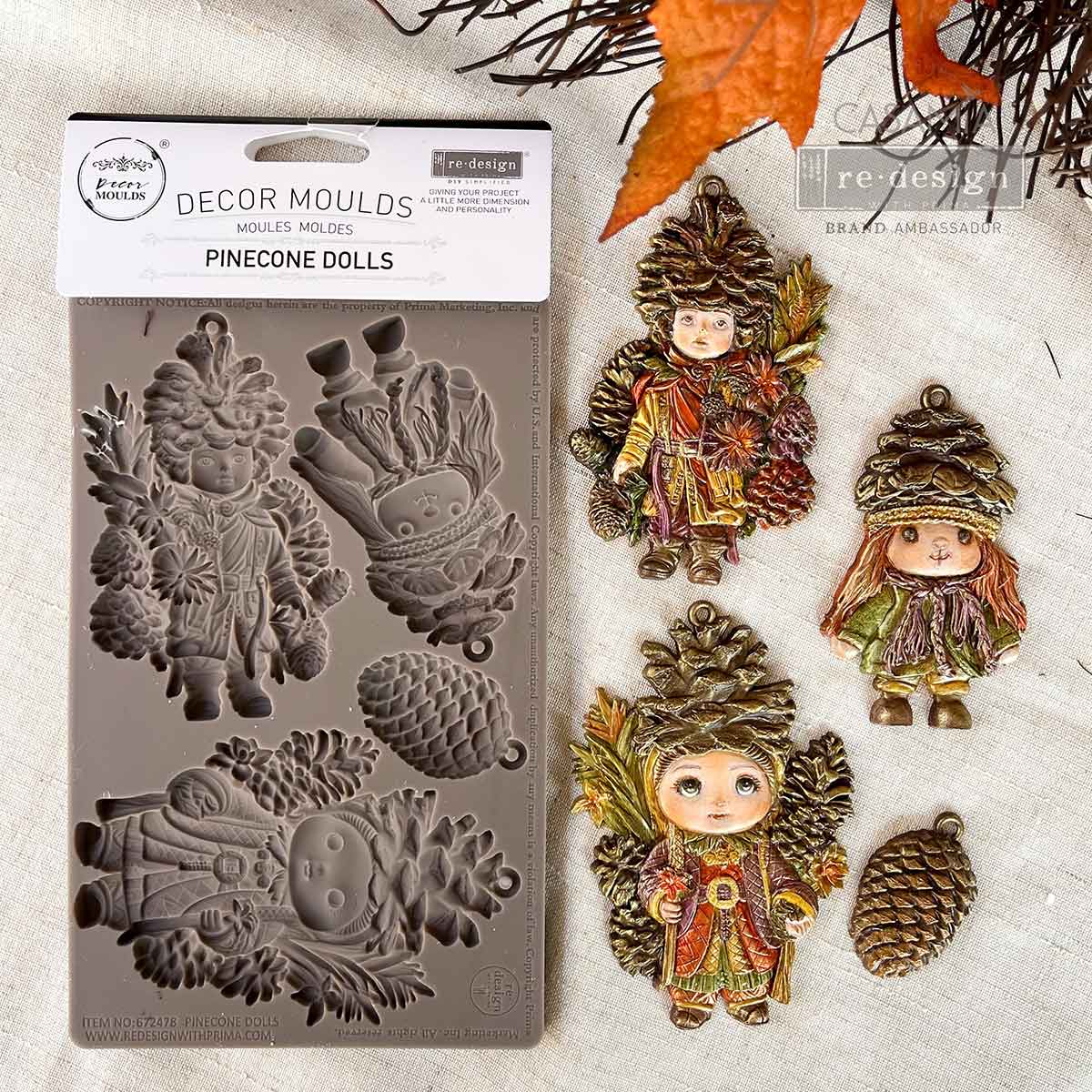 PINE CONE DOLLS - REDESIGN DECOR MOULDS - 1 pc, 5″x8″x8mm
