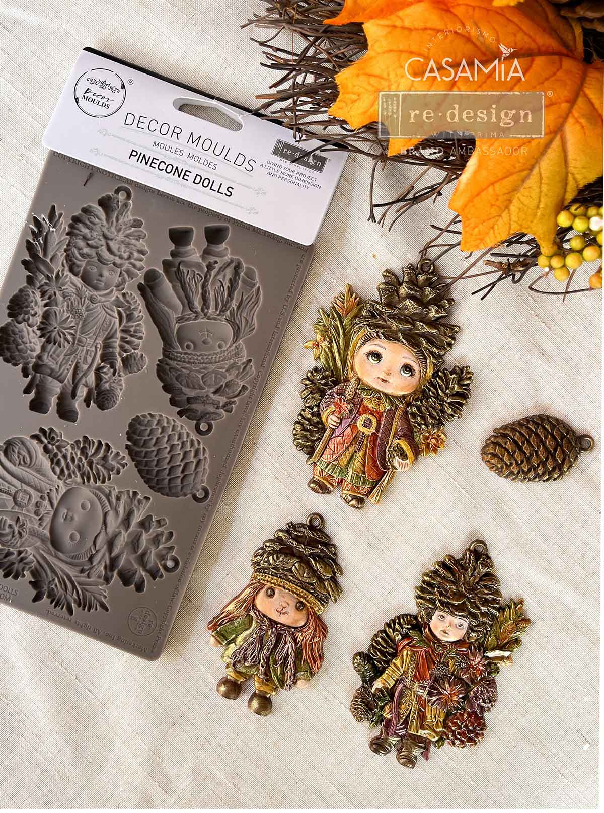 PINE CONE DOLLS - REDESIGN DECOR MOULDS - 1 pc, 5″x8″x8mm
