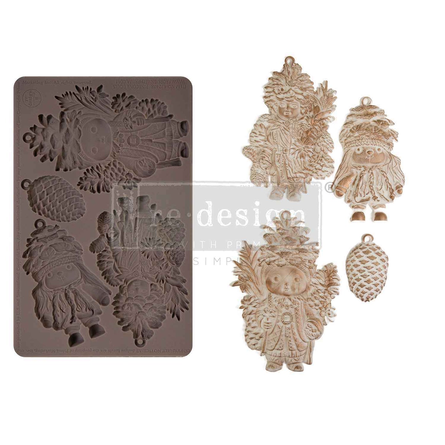 PINE CONE DOLLS - REDESIGN DECOR MOULDS - 1 pc, 5″x8″x8mm