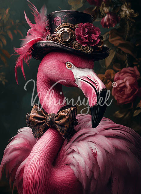 PINK FLAMINGEAR - 18LB DECOUPAGE TISSUE PAPER - WHIMSYKEL DESIGNS - 21" BY 29"