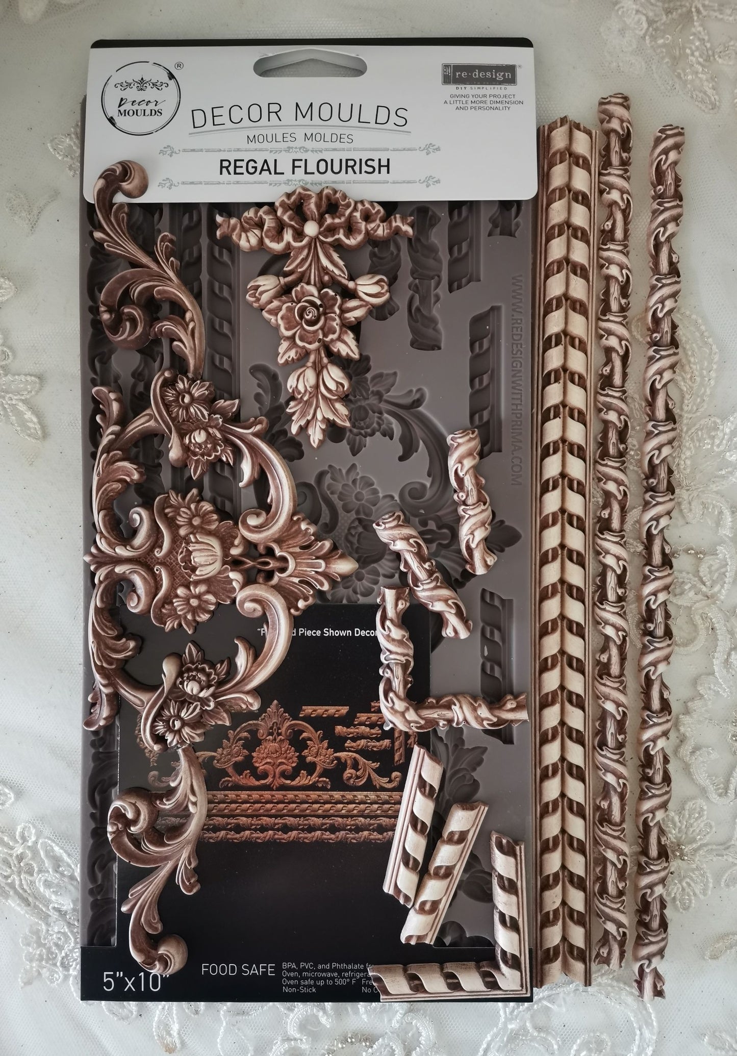REGAL FLOURISH -Decor Moulds® – 1 pc, 5″x10″x8mm