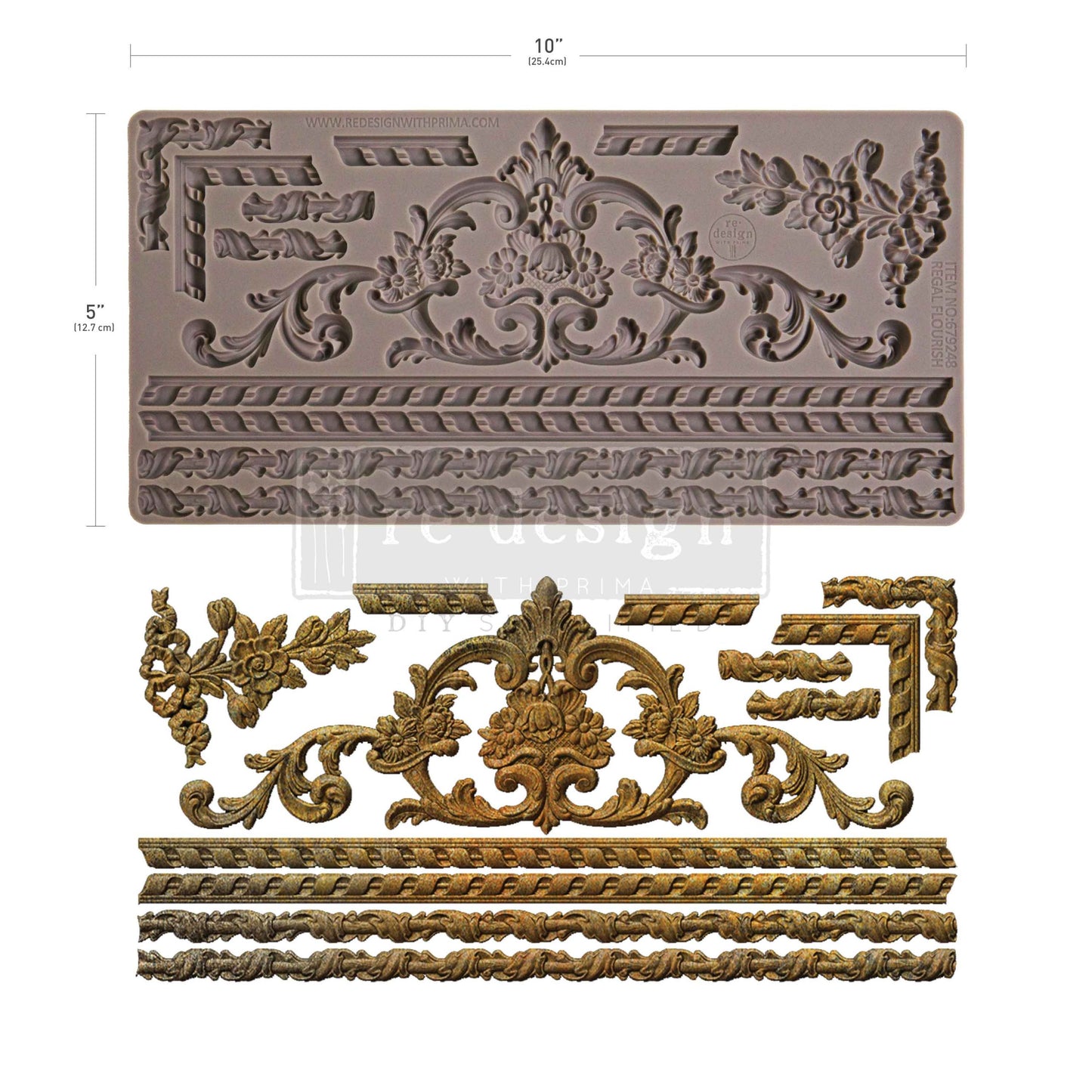 REGAL FLOURISH -Decor Moulds® – 1 pc, 5″x10″x8mm