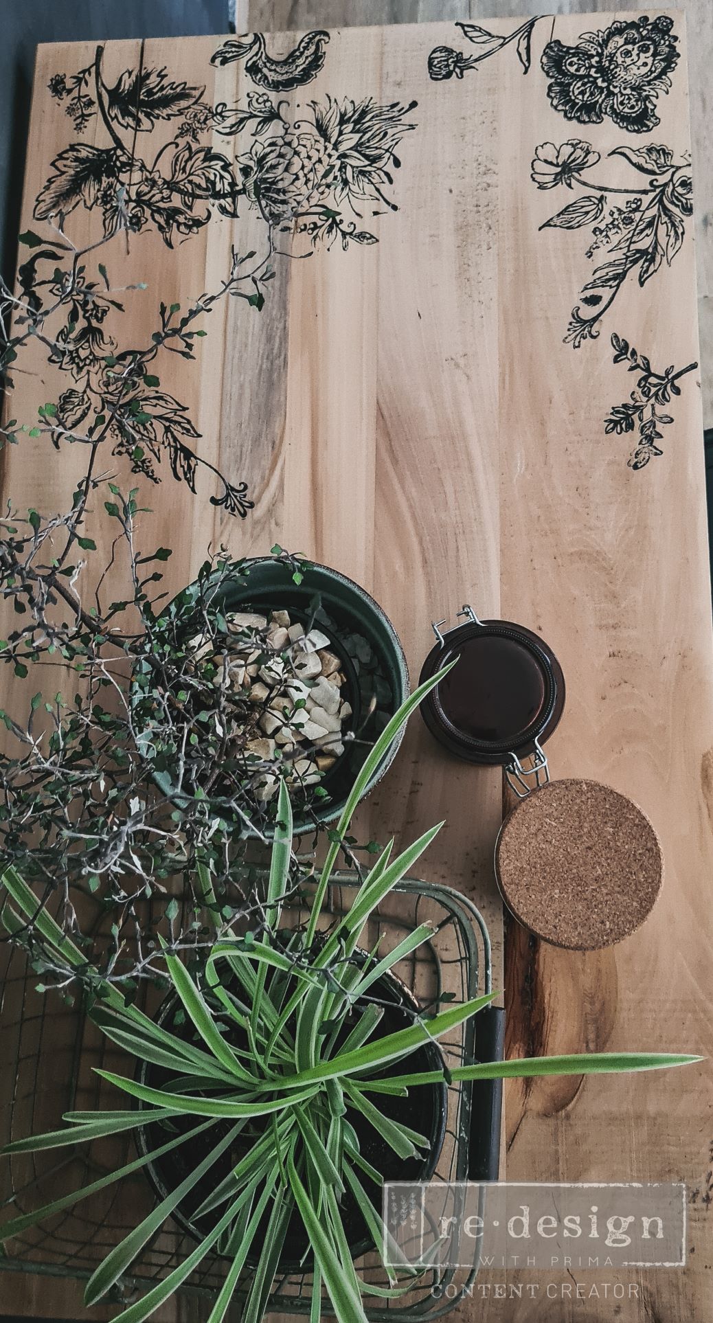 RUSTIC FLORAL ELEMENTS - REDESIGN DECOR STAMP - 12" BY 12" (5pcs)