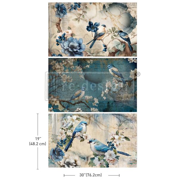 SAPPHIRE WINGS - DECOUPAGE DECOR TISSUE PAPER PACK - 3 SHEETS, 19.5″X30″ EACH