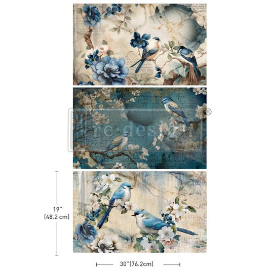 SAPPHIRE WINGS - DECOUPAGE DECOR TISSUE PAPER PACK - 3 SHEETS, 19.5″X30″ EACH