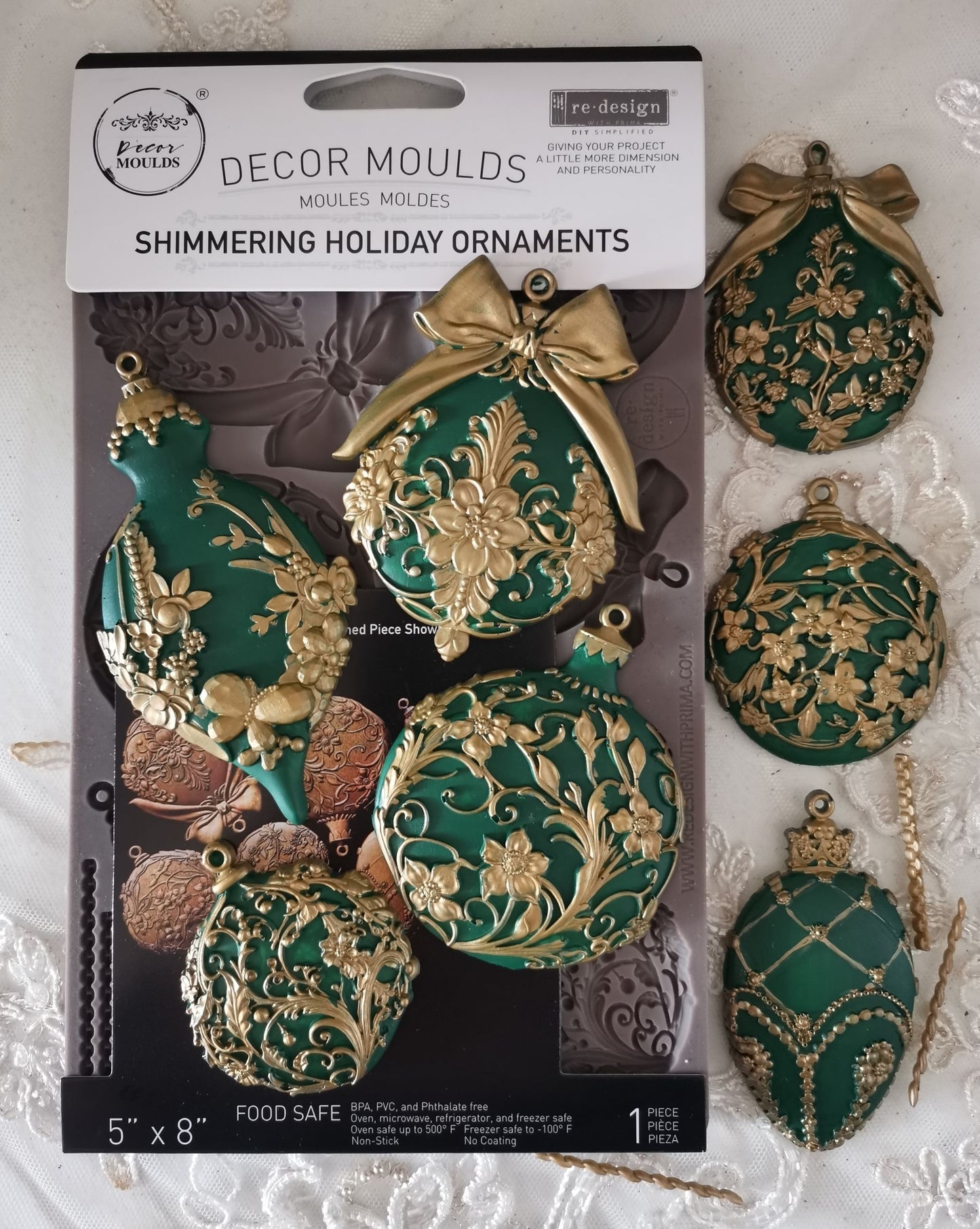 SHIMMERING HOLIDAY ORNAMENTS - Decor Moulds® – 1 pc, 5″x8″x8mm