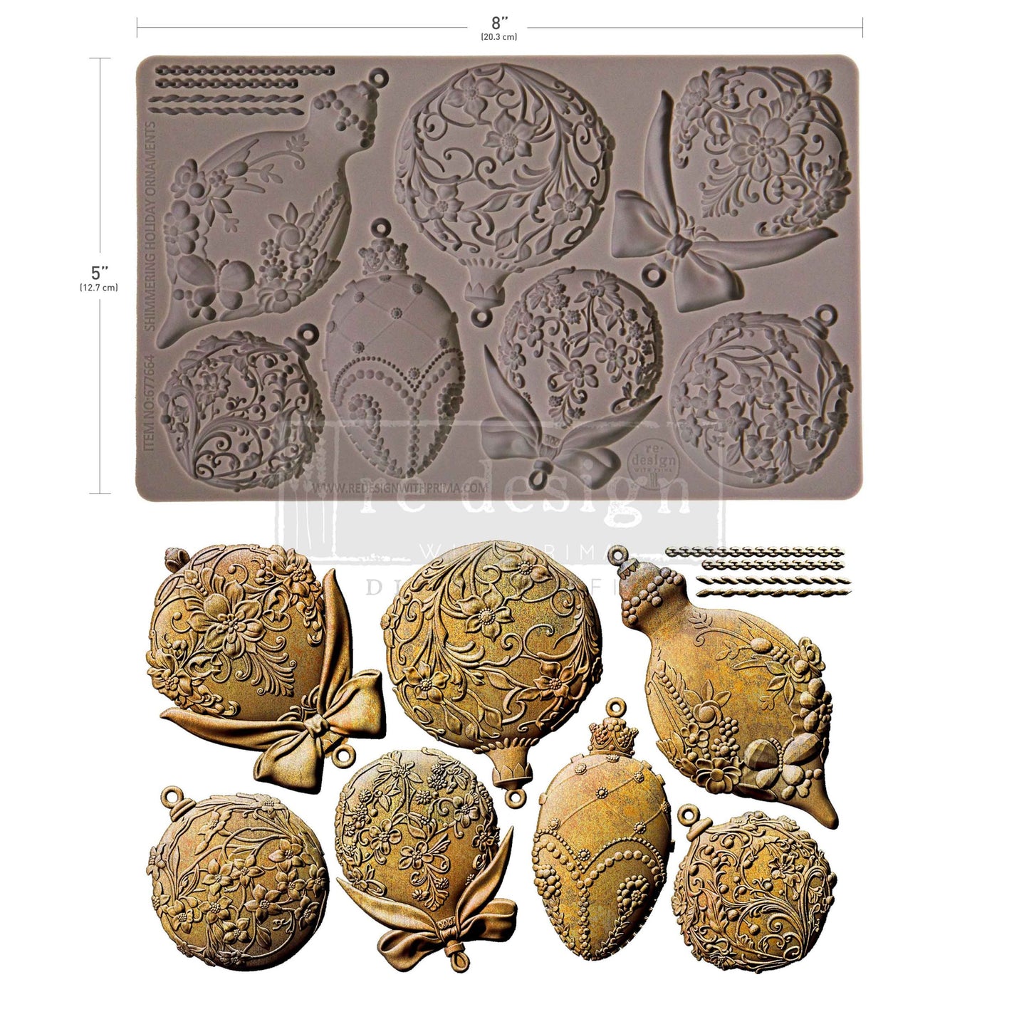 SHIMMERING HOLIDAY ORNAMENTS - Decor Moulds® – 1 pc, 5″x8″x8mm