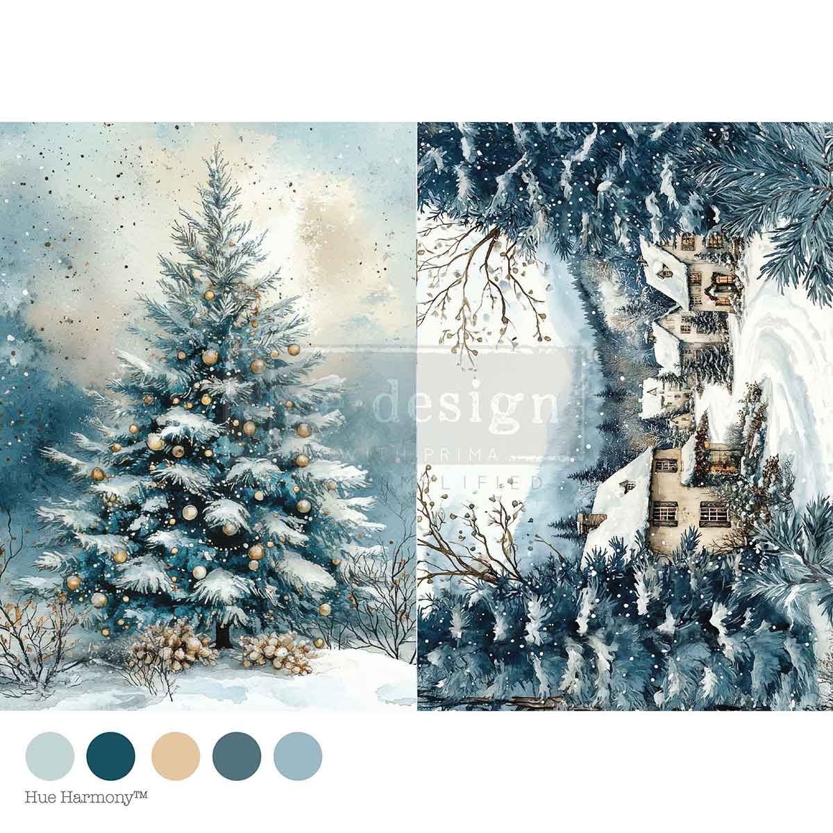 SILENT NIGHT SPARKLE -A4 Decoupage   – 1 sheet, 8.27″x11.69″
