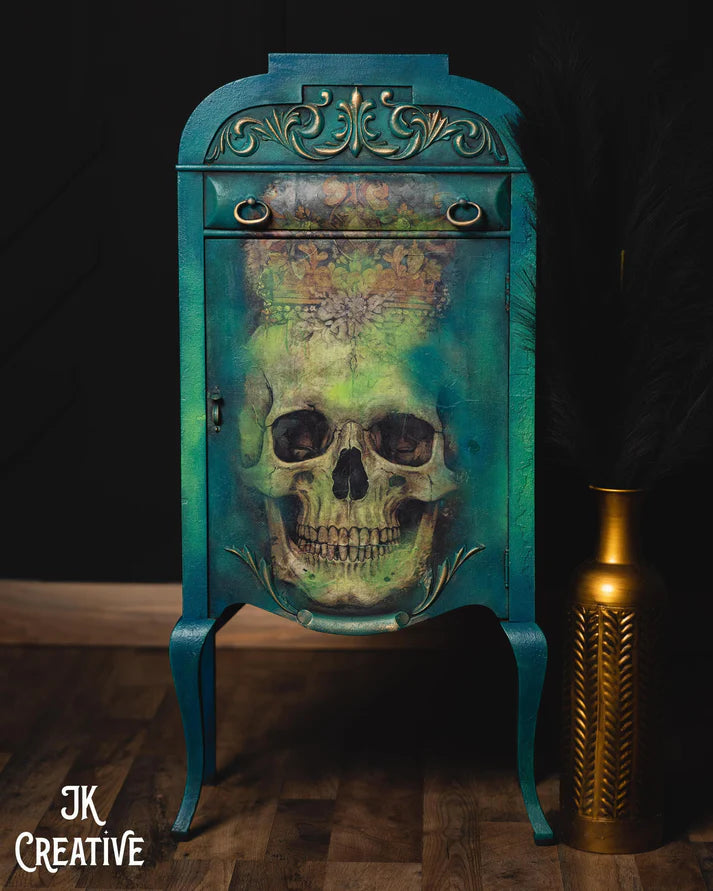 SKULL QUEEN DECOUPAGE TISSUE PAPER - WHIMSYKEL DESIGNS - 21" BY 29" - 18LB TISSUE PAPER