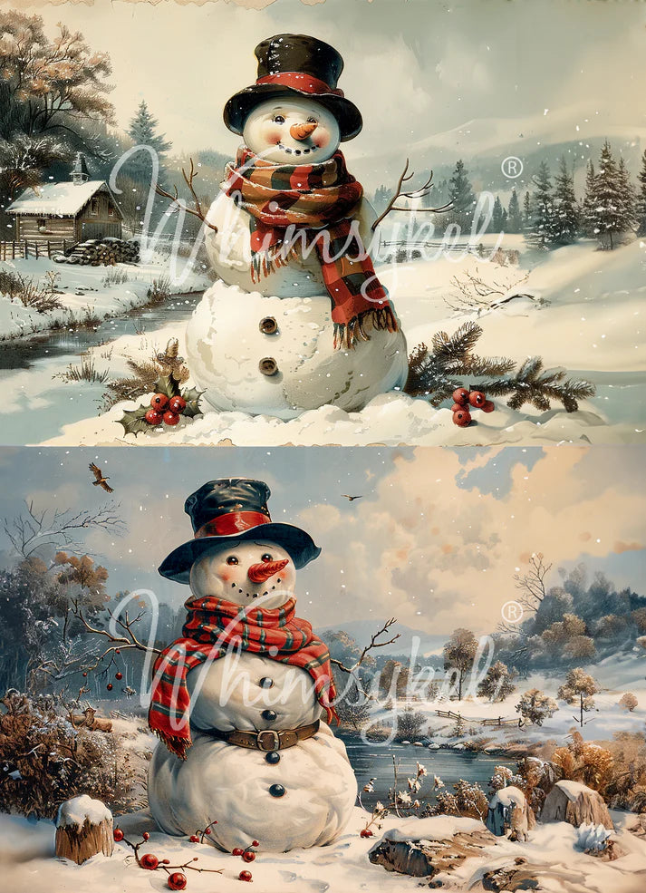 SNOWMAN DUO - WHIMSYKEL DESIGNS - 18LB TISSUE PAPER - 21" BY 29"