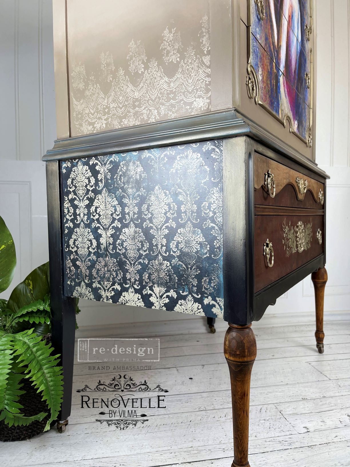 STAMPED DAMASK - REDESIGN DECOR STAMP - 12" BY 12" - ( 1 pc)