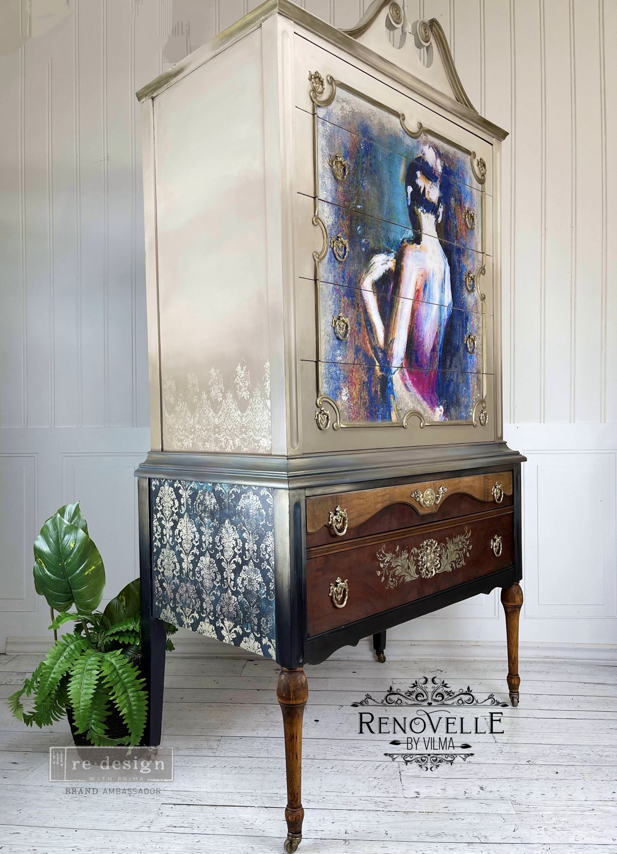 STAMPED DAMASK - REDESIGN DECOR STAMP - 12" BY 12" - ( 1 pc)