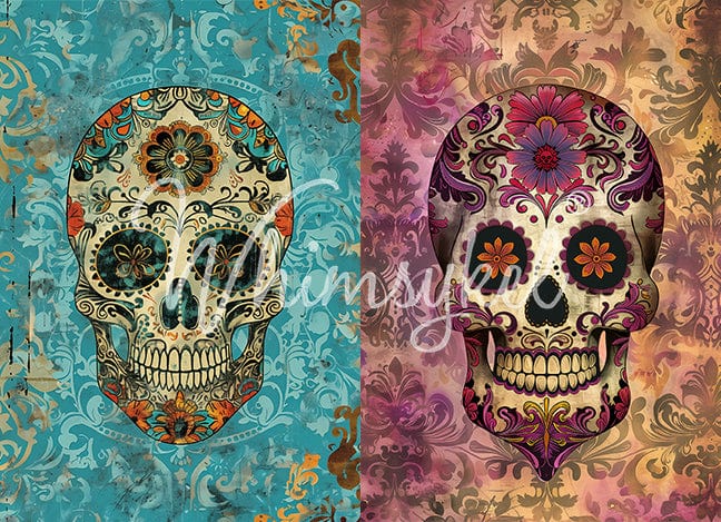 SUGAR SKULL DIVAS - DECOUPAGE PAPER - WHIMSYKEL DEISGNS - 29" BY 21" - 18LB TISSUE PAPER
