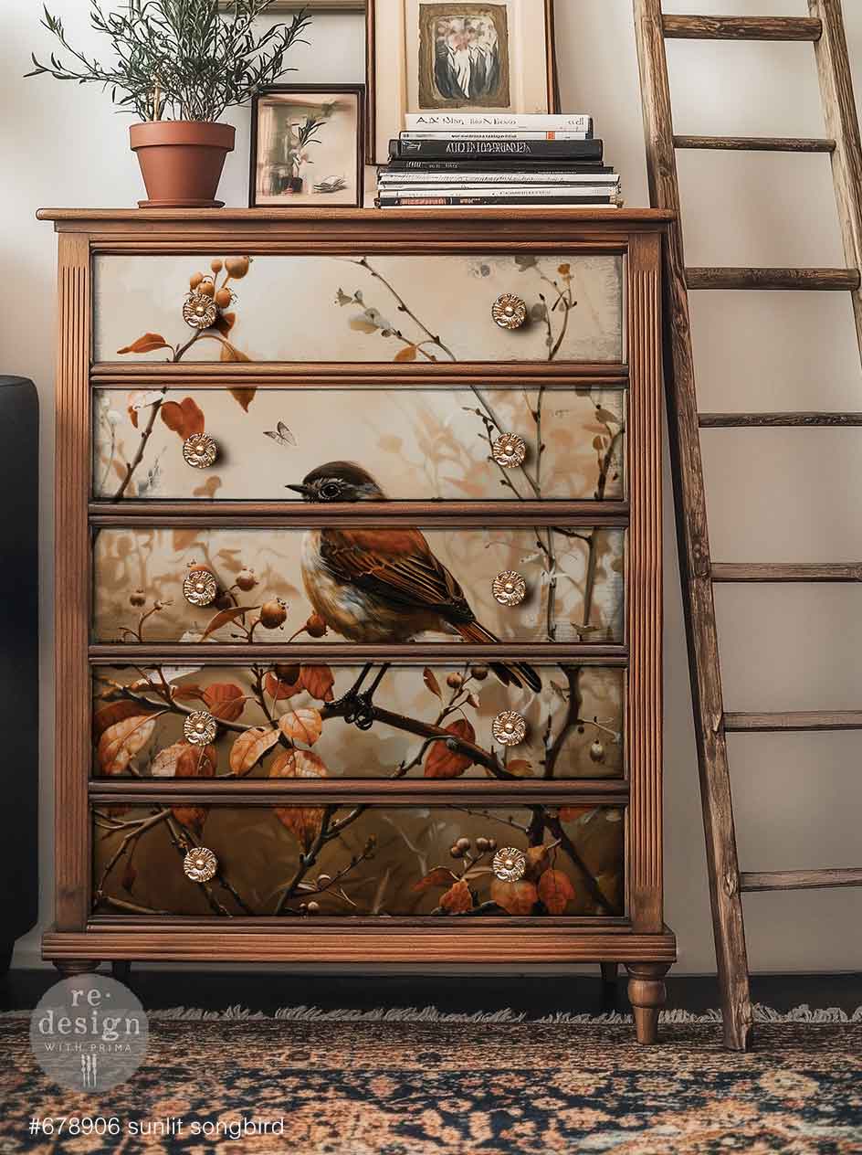 SUNLIT SONGBIRD  – 1 sheet, 23.4″x33.1″ - A1 Decoupage Fiber