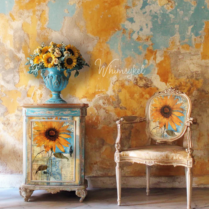 SUNFLOWER COLLAGE - WHIMSYKEL DECOUPAGE PAPER - 21" BY 29"
