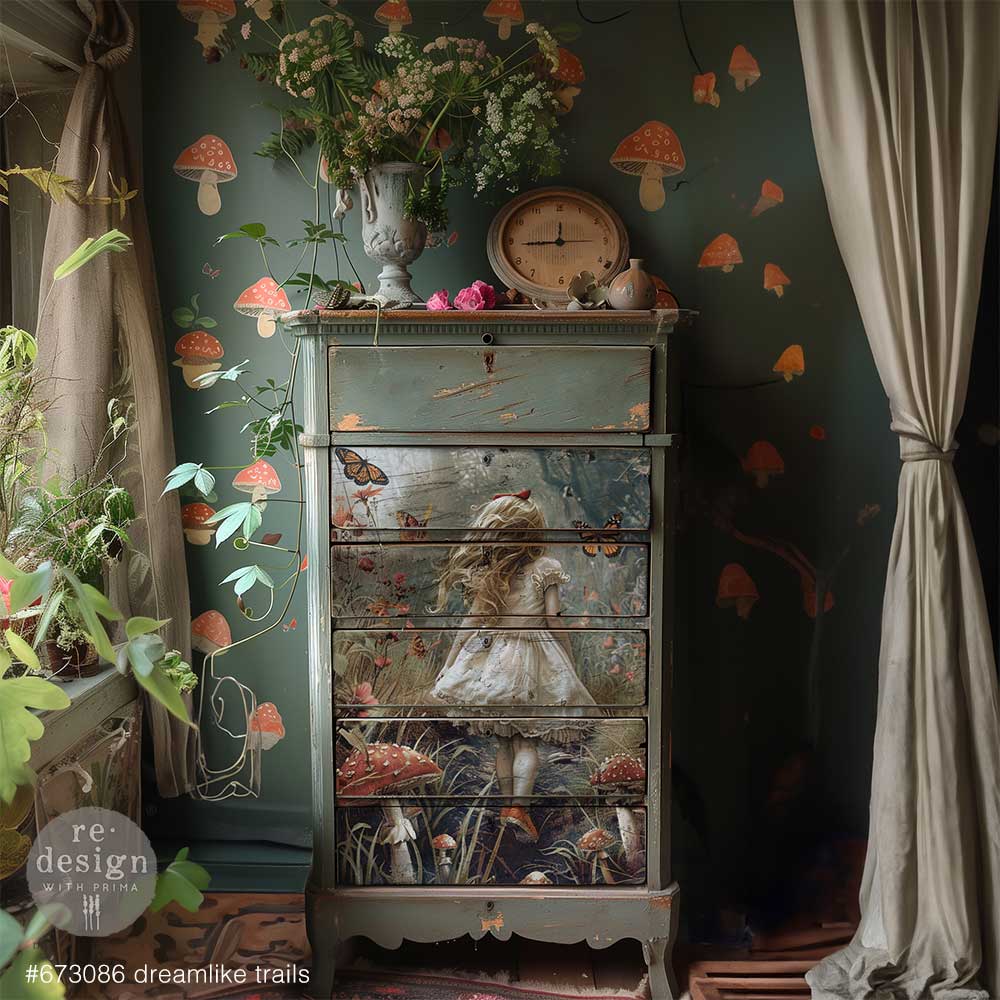 DREAMLIKE TRAILS - REDESIGN A1 DECOUPAGE FIBRE PAPER - 1 sheet, 23.4″x33.1″