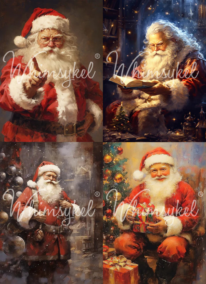 VINTAGE SANTAS - WHIMSYKEL DECOUPAGE PAPER - 21" BY 29" - 18LB TISSUE