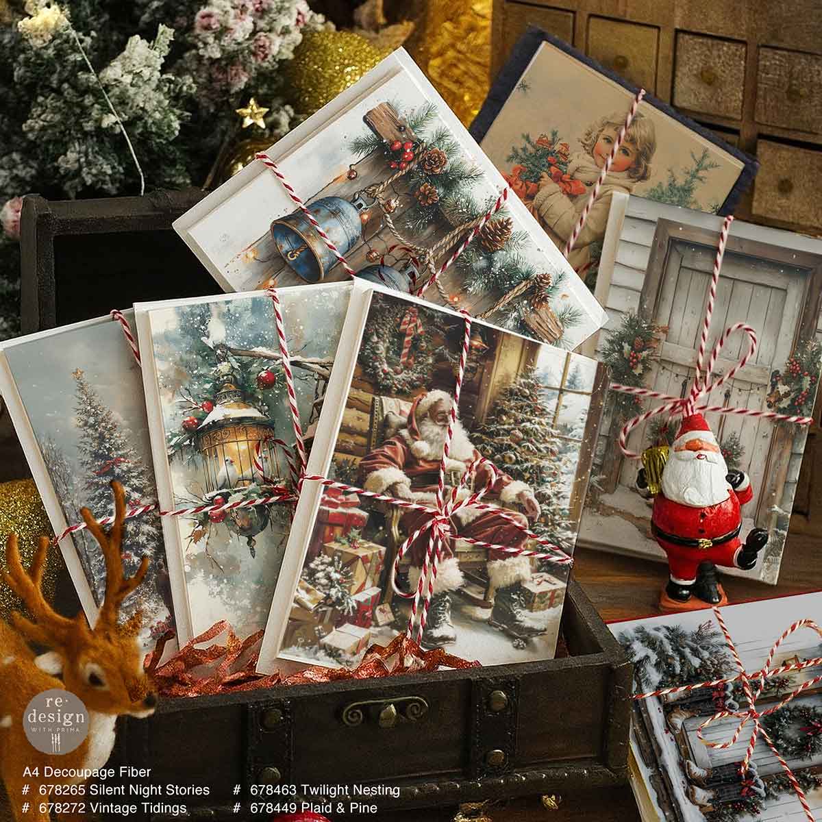 VINTAGE TIDINGS - A4 Decoupage – 1 sheet, 8.27″x11.69″