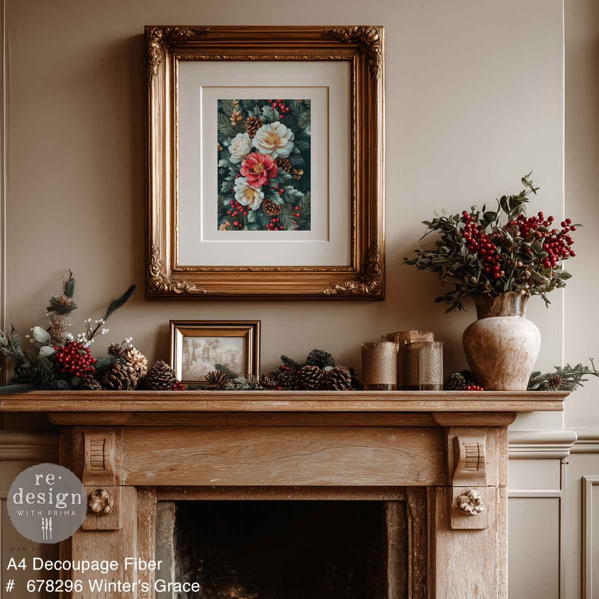 WINTER'S GRACE -  A4 Decoupage  – 1 sheet, 8.27″x11.69″
