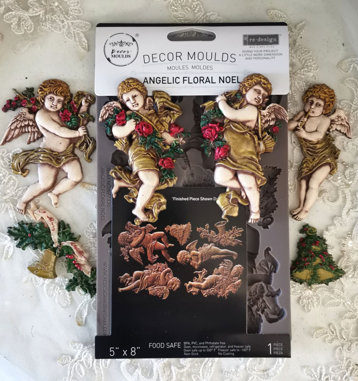 ANGELIC FLORAL NOEL - Decor Moulds® – 1 pc, 5″x8″x8mm