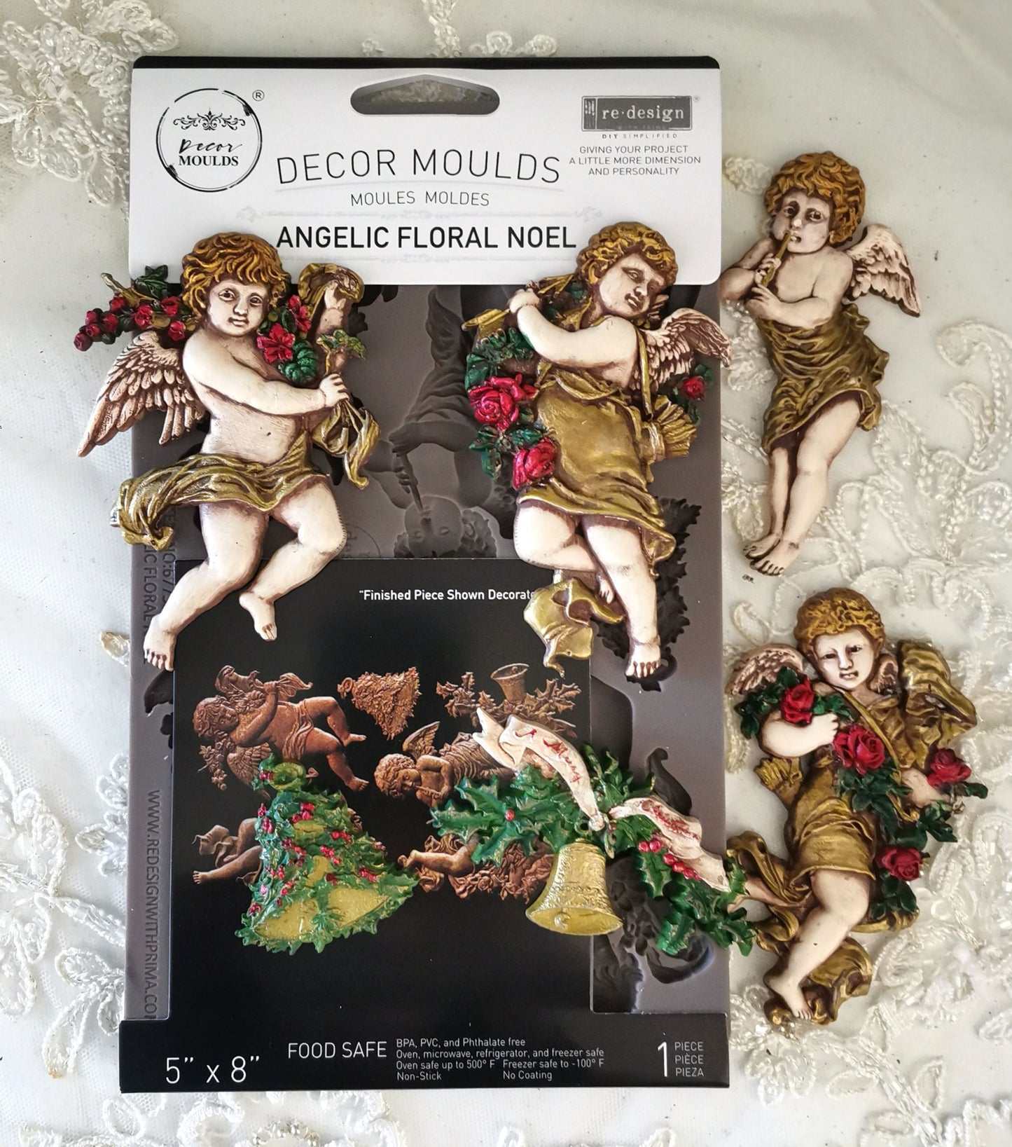 ANGELIC FLORAL NOEL - Decor Moulds® – 1 pc, 5″x8″x8mm
