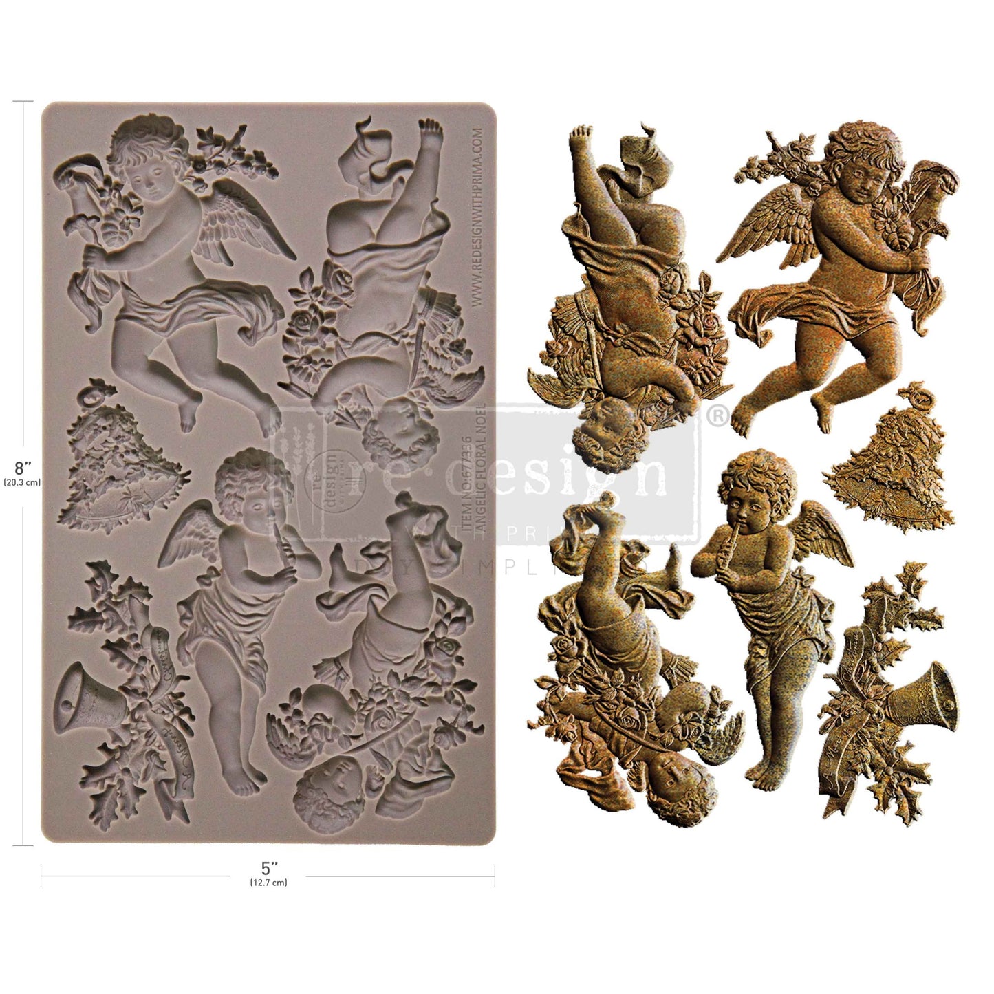 ANGELIC FLORAL NOEL - Decor Moulds® – 1 pc, 5″x8″x8mm