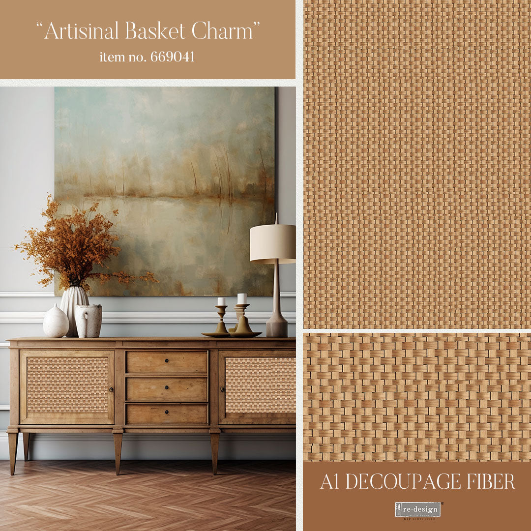 ARTISANAL BASKET CHARM - A1 DECOUPAGE FIBER PAPER - REDESIGN DECOUPAGE IMAGE - A1 - 23.4" X 33.1"