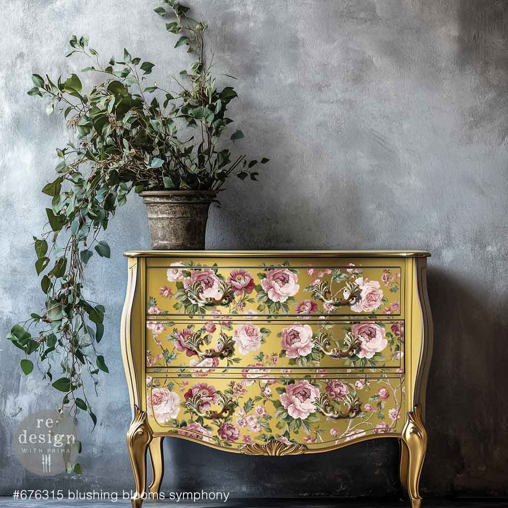 BLUSHING BLOOMS SYMPHONY - DECOR TRANSFERS ® KACHA - total sheet size 24″x35″, cut into 4 sheets