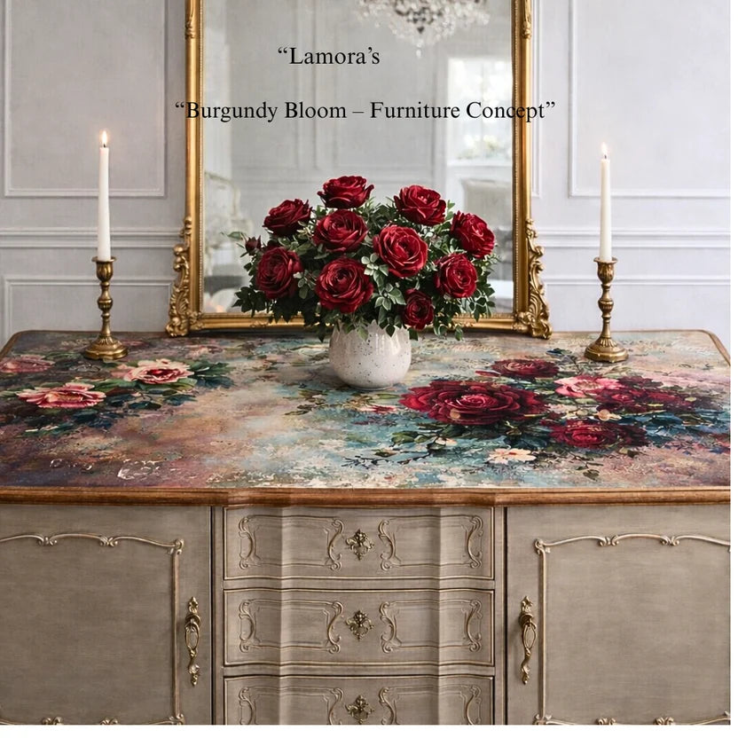 BURGUNDY BLOOMS - LAMORA'S TISSUE PAPER - 18LB TISSUE PAPER - 29" BY 21"